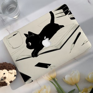 ブラックキャット Macbook ケース、Macbook Air15/13 Pro 13/14/15/16 2020 2021 M2 2022 2023 2024 用ハードラップトップケース|Macbook カバー