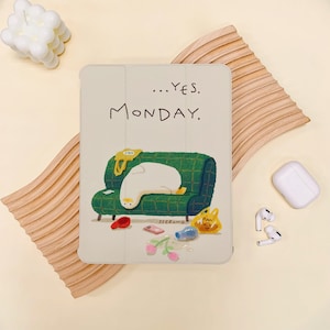 Monday Duck Cartoon Cute iPad Case Cover For iPad9.7" 10.2" 10.9" 11 inch,iPad Air4/5/3/2 iPad mini6/5/4/3 iPad Pro,iPad 2022 2021 2020 Case