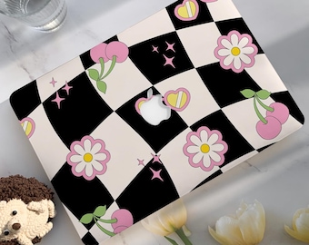 Funda rígida para MacBook con diseño de grafiti de frutas y cuadros