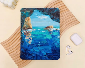 Blue Ocean Painting Art iPad Case Cover For iPad Air 5, New iPad 10 9, 9.7" 10.2" 10.9" 11" 12.9 inch Air Pro mini 6 5 4 3 2022 2021 2020