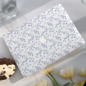 Blue Floral Art Retro Macbook Case,Abstraction Hard Laptop Case for MacbookAir 15/13 Pro13/14/15/16 2020 2021 M2 2022 2023|Macbook Cover