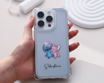Stitch Custom Name Couple iPhone Case with Case Chain,iPhone15 14 13 12 11 ProMax Case,iPhone15 14 Plus Case,iPhone15 14 13 12 Pro Case
