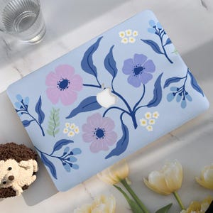 Blue Flower New Macbook Case,Hard Laptop Case for Macbook Air15/13 Pro 13/14/15/16 2021 2022 M2 2023 2024|Macbook Cover
