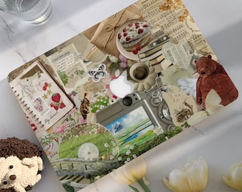 Funda para MacBook de estilo vintage con diseño patchwork: funda rígida para portátil