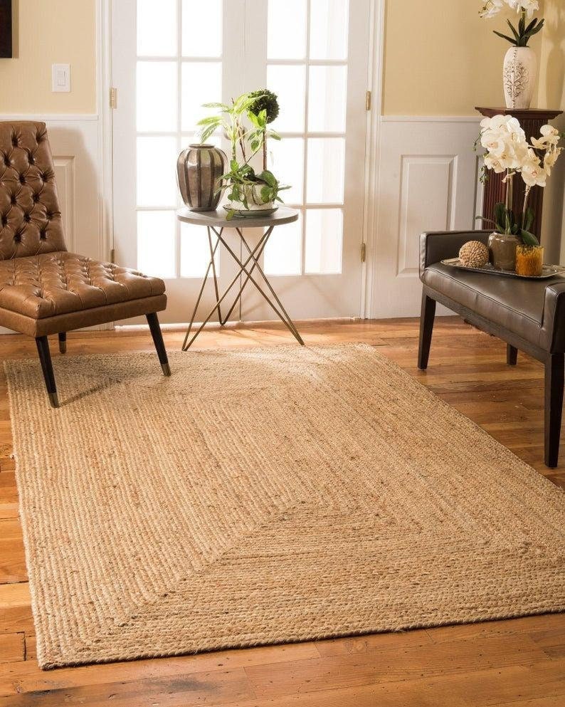 Natural Jute Braided Handmade Natural Jute Rectangle Rug Eco Etsy
