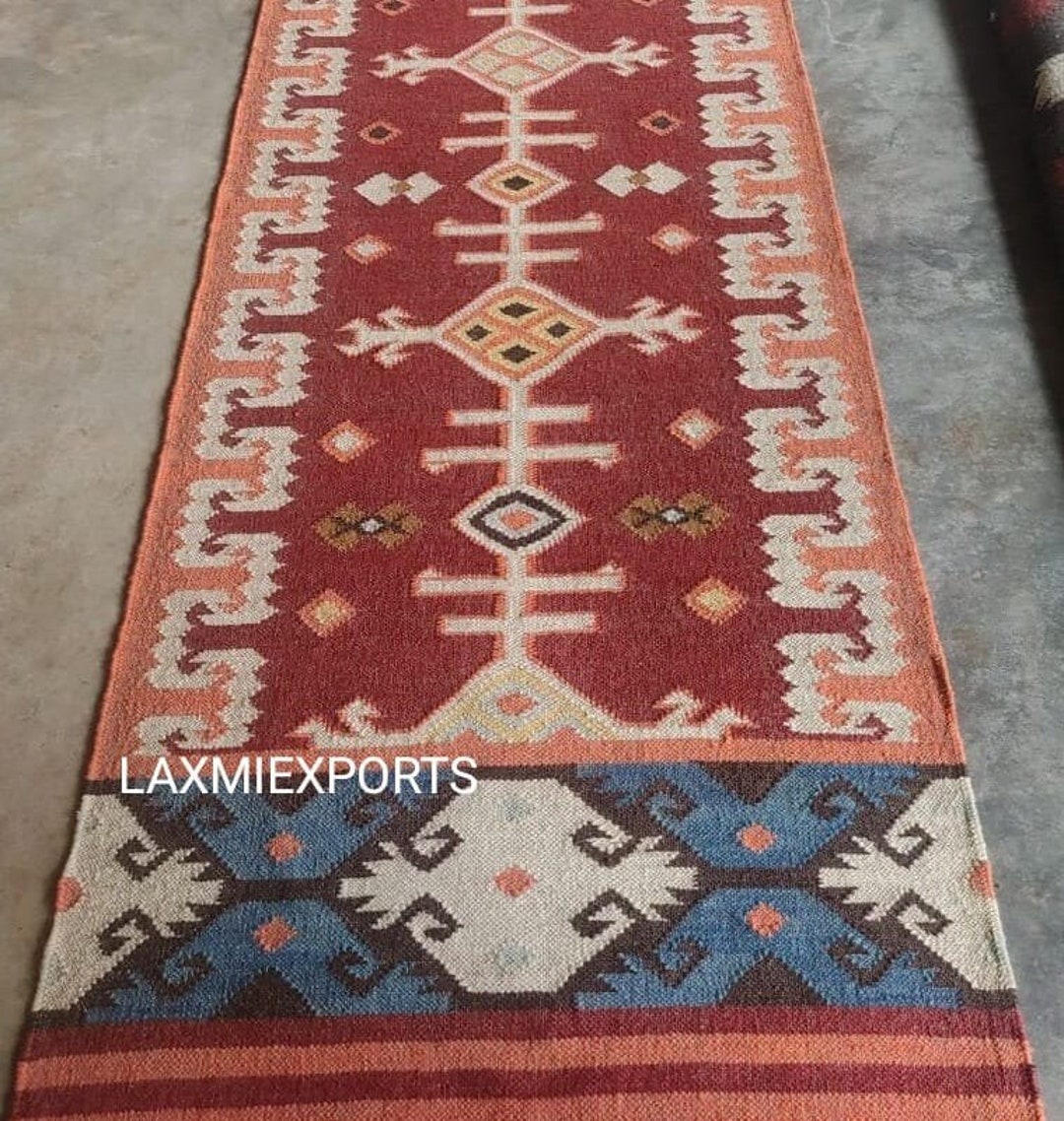 KILIM RUNNER Red Runner Rug, Aztec Hall Rug, Custom Hallway Runner ...