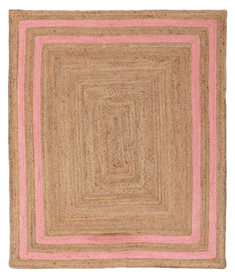 100 Natural Jute With Pink Border Rectangle Area Rug Etsy