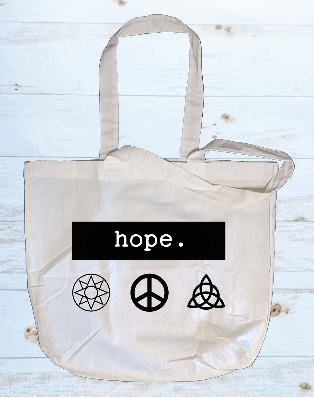 Reusable Tote Bag Words, Symbols, Meanings, Goals Hope Stay Positive