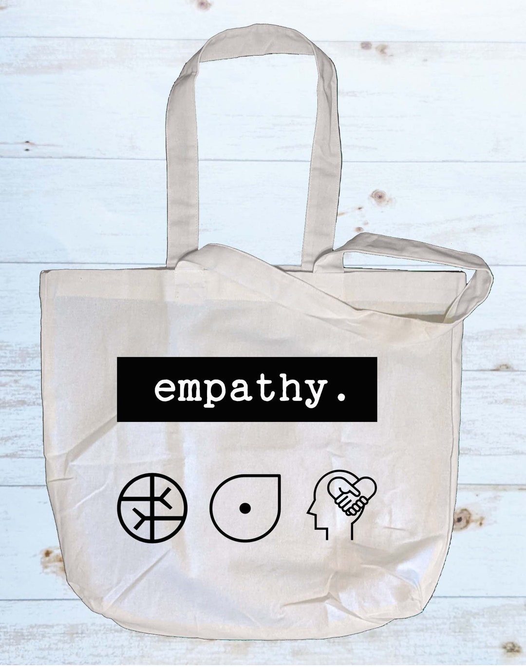 Reusable Tote Bag Words, Symbols, Meanings Empathy Stay Positive Art