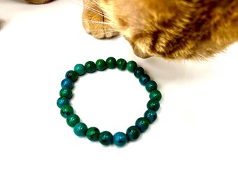 8mm Chrysocolla Gemstone Bracelet, Chakra Healing