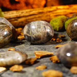 Black Moonstone Tumbled Gemstone, Chakra Healing