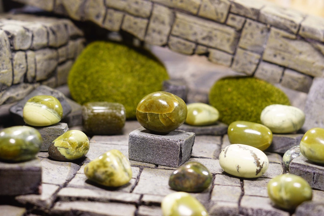 Serpentine and Pyrite Tumbled Stone, Serpentine and Pyrite Gemstone