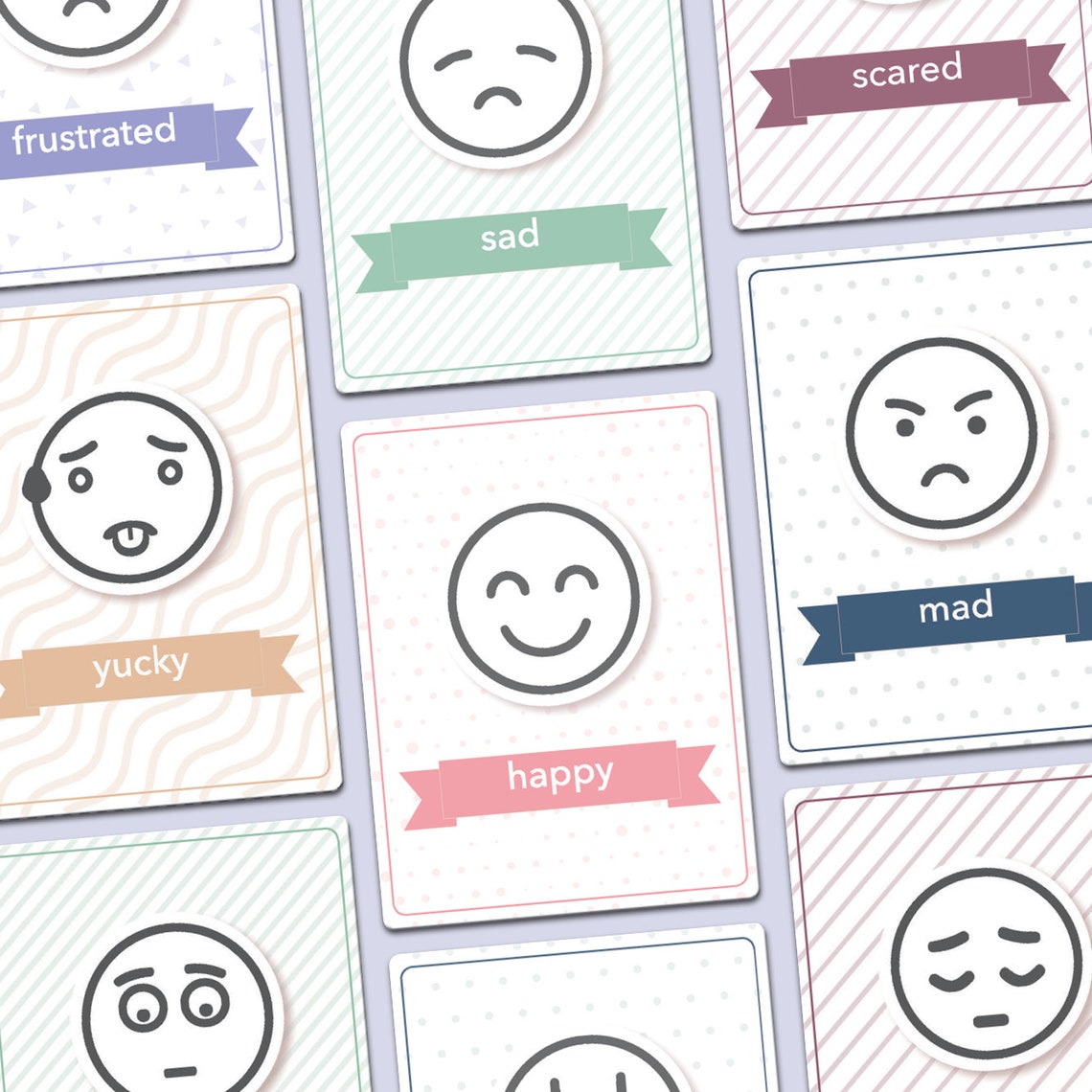 Emoji Emotion Flashcard Set for Little Kids Identifying Etsy