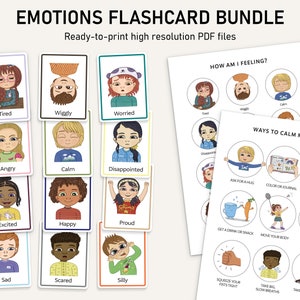 Emotion Flashcard Set For Little Kids | Identifying Emotions | Printable Emotions Chart | Emotional Regulation | Calming Strategies