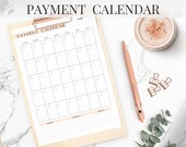 Payment Calendar Printables, Bill Tracker, Undated Calendar
