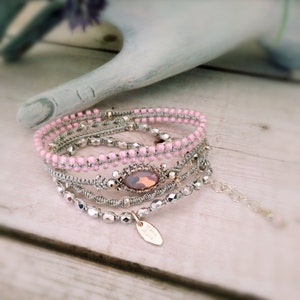 Wrap bracelet with wrap Braided jewelry Bright bracelet with 925 silver plated