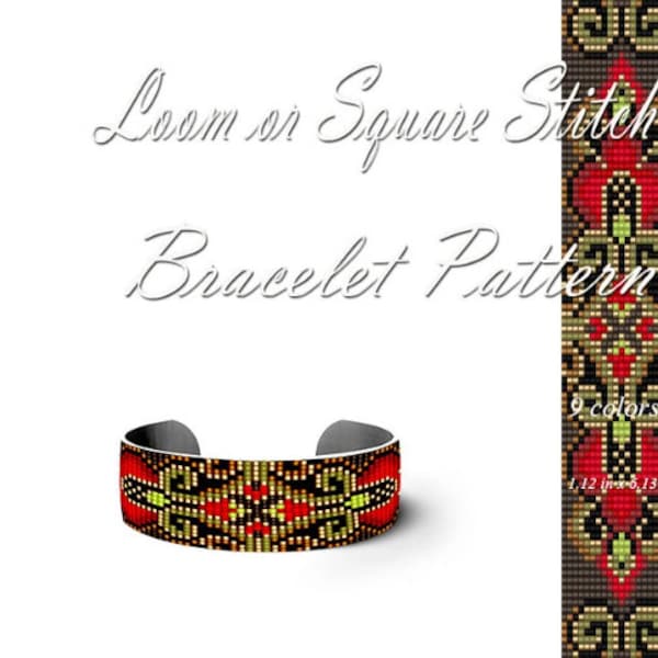 Bead loom pattern braceleе  pattern Abstract ethnic bracelet Bead weaving  pattern Wicker jewelry making lesson Instant Download