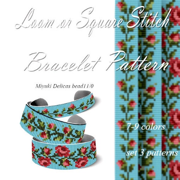 Bead loom pattern bracelet Ethnic style  Folklore Floral  jewelry