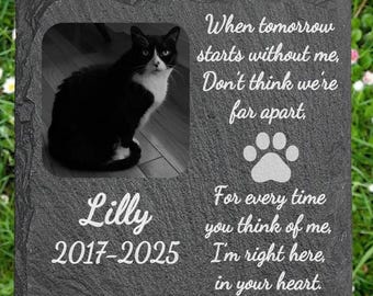 Personalized Slate Cat Memorial Stone: Custom Engraved Pet Grave Marker