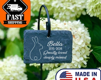 Pizarra conmemorativa personalizada para conejito: Marcador de tumba grabado para mascota