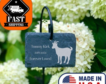 Personalized Goat Memorial Slate Marker with Sign Stand (3x4)