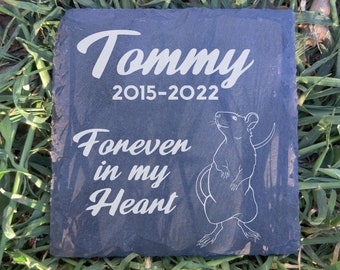 Rat Pet Memorial 4x4 Custom Engraved Slate Grave Marker Plaque Personalized For Your Family Pet.