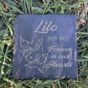 Custom Engraved Slate Beta Fish Memorial Plaque (4x4)