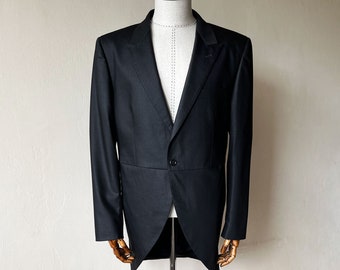 Tailcoat VINTAGE en laine pour homme, gris foncé - Fabriqué dans l'UE - De puits à puits de 57 cm / 22,4 pouces - Taille étiquette UE 54 / États-Unis, Royaume-Uni 42 / Taille XL