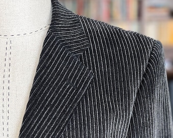 VINTAGE Corduroy Men's Blazer in Light and Dark Grey - pit to pit 62cm / 24.4in - Size: eu 56-58 / us, uk 44-46 /  2XL - 3XL