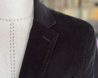 Vintage Corduroy Blazer: Men's Black Jacket, Size EU58-60 / US 46L-48L