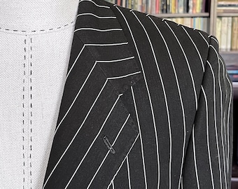 Vintage gestreepte blazer van katoenmix: zwart-wit, EU 52 / VS 40