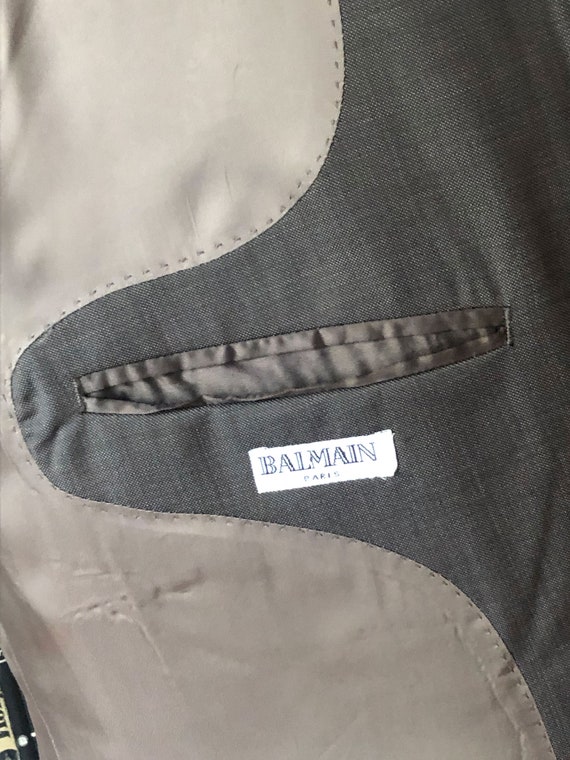 VINTAGE Balmain Paris Men's Wool 3 Button Suit Ja… - image 8