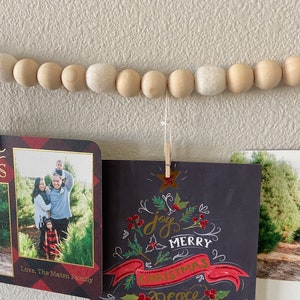 Christmas Card Garland // Wood Ball Garland // Felt Ball Garland image 9