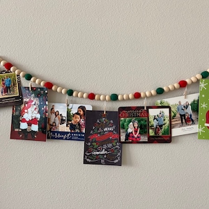 Christmas Card Garland // Wood Ball Garland // Felt Ball Garland