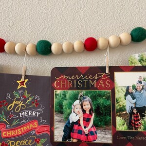 Christmas Card Garland // Wood Ball Garland // Felt Ball Garland image 4