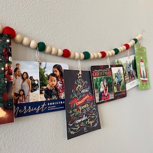 Christmas Card Garland // Wood Ball Garland // Felt Ball Garland image 6