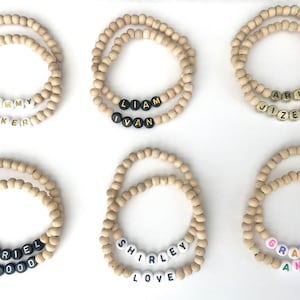 Personalized Wood Bead Bracelet
