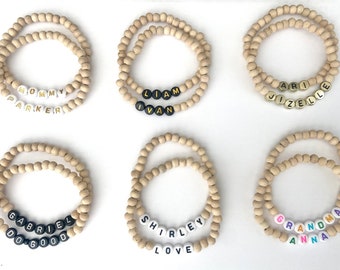 Personalized Wood Bead Bracelet