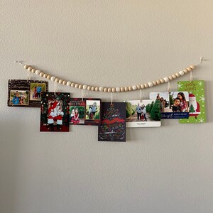 Christmas Card Garland // Wood Ball Garland // Felt Ball Garland image 10