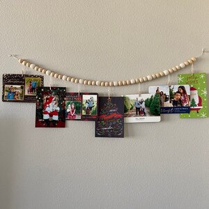 Christmas Card Garland // Wood Ball Garland // Felt Ball Garland image 2