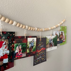 Christmas Card Garland // Wood Ball Garland // Felt Ball Garland image 8