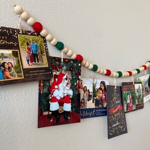 Christmas Card Garland // Wood Ball Garland // Felt Ball Garland image 5