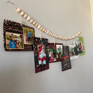 Christmas Card Garland // Wood Ball Garland // Felt Ball Garland image 7
