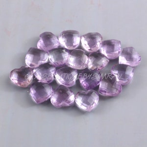 12 PiecesPink Amethyst Carved Heart Shape BriolettesBrazil Amethyst Heart Shape Stones11mm approx image 1