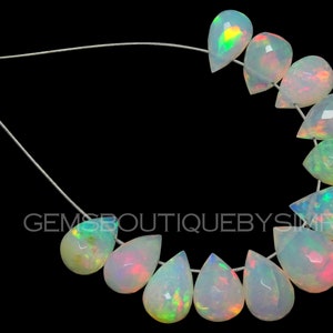 NEW ARRIVAL !! 12 Pieces Natural Ethiopian Opal faceted Drops , Ethiopian Opal Faceted Briolettes  ,  5*8 to 7*10 mm