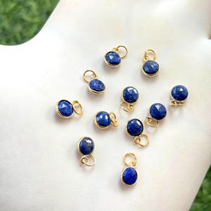 2/4Pieces~~Lapis Coin Shape Tiny Sterling Silver Pendants~~Sterling Silver Bezel Charms~~Round Gemstone Faceted Bezel Charm