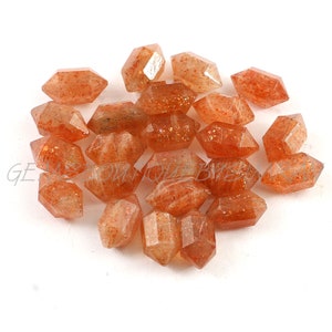 Natural Orange Sunstone Double Terminated Carved Points Gemstone 6x10mm, Orange Sunstone Points Jewelry Making Gemstone