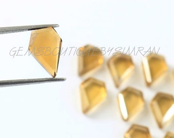 10 piezas ~~ Piedra preciosa cortada en rodajas elegantes de cuarzo miel ~~ Piedra preciosa suelta con forma de diamante de cuarzo miel ~~ 8,50 * 12,50 mm