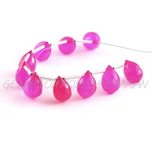 10 Pieces  &lt;&lt;&lt;&lt;   Beautiful Hot Pink Chalcedony Pointed Drops Briolettes , Hot Pink Chalcedony Briolette Beads  &gt;&gt;&gt;&gt;