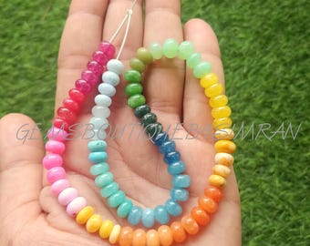 16 Inches~Rainbow Color Multi Gemstone Smooth Rondelle Beads~Candy Gemstone Necklace~ Multi Color Gemstone Necklace~8mm app,wholeasle beads